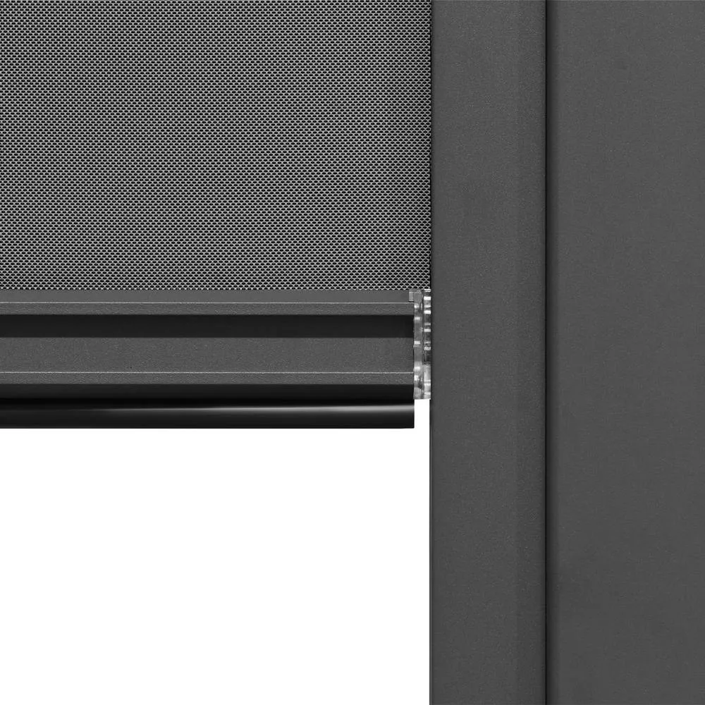 sweeek Lean to pergola with louvered roof in aluminium 4x3m + 4m blind in Dark Grey 6