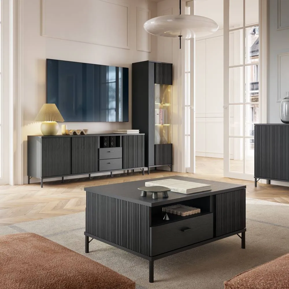 Furniture To Go Lusaka Coffee Table 2 Door 1 Drawer in Black Graphite 4