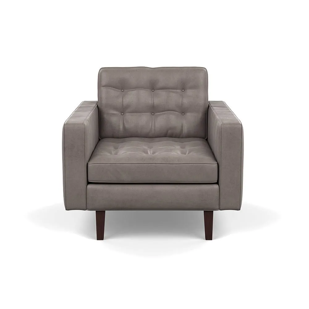 Heal's Hepburn Armchair Daino Leather Elephant Black Feet