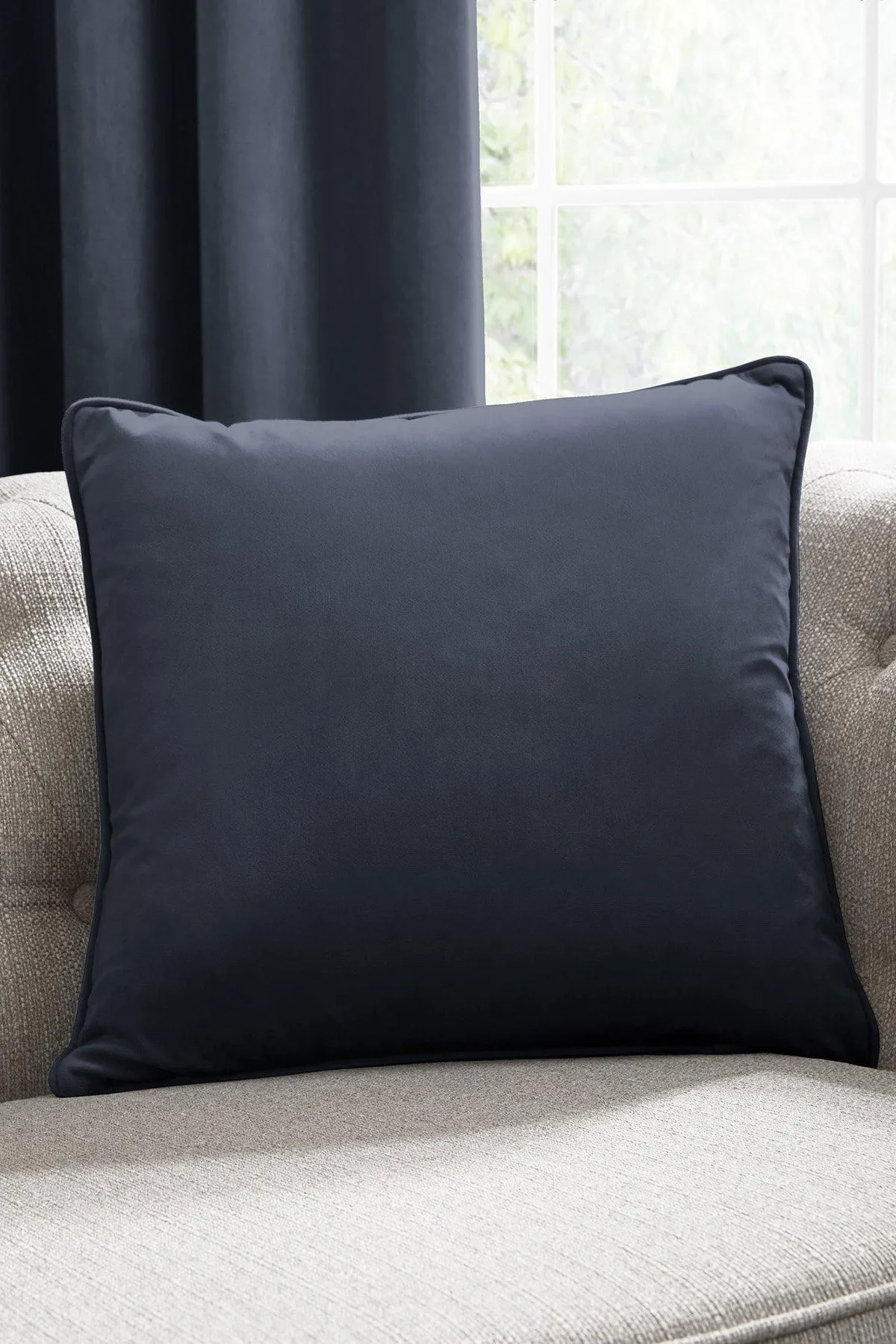 Laurence Llewelyn-Bowen 'Montrose' Luxury Filled Plain Velvet Cushion in Navy 1