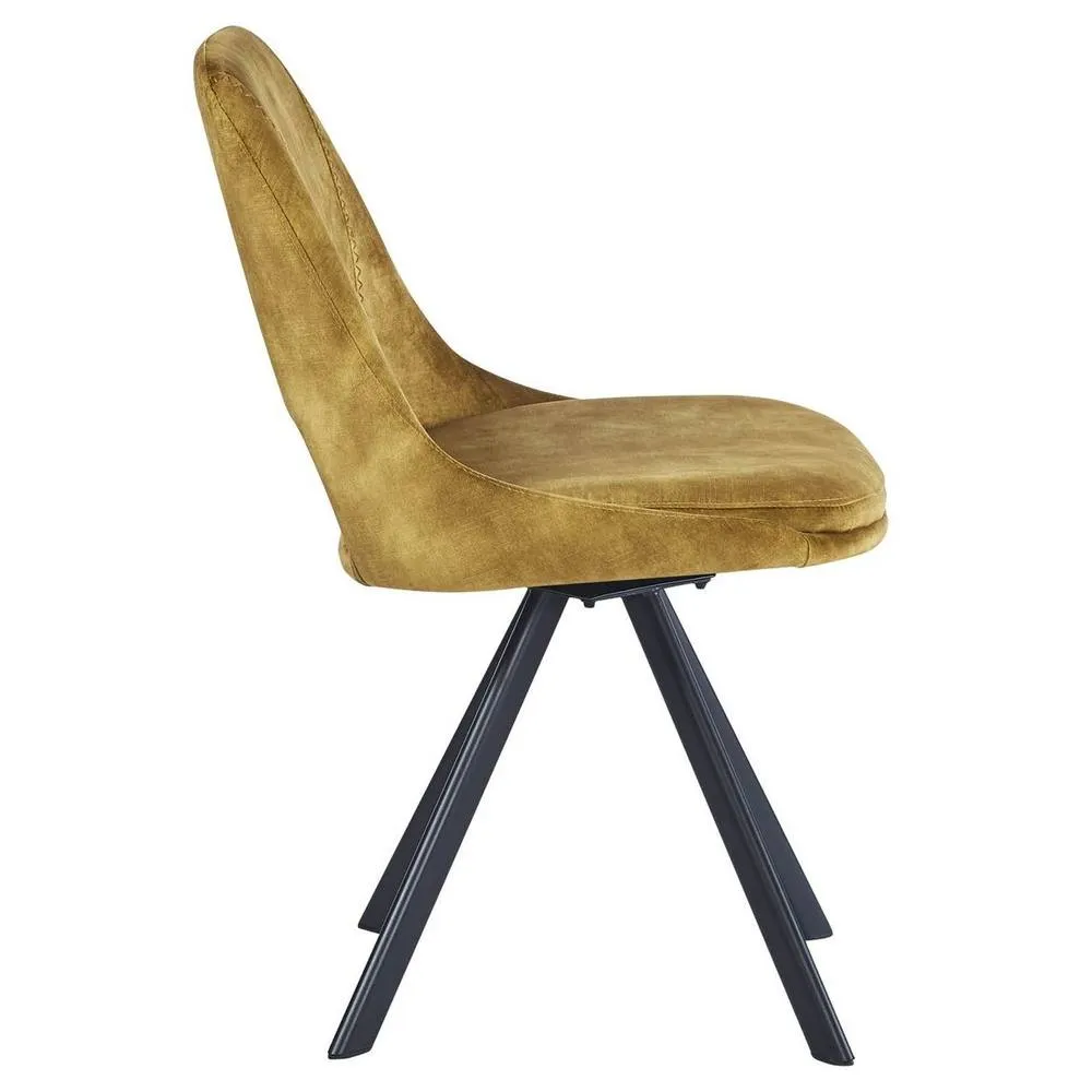 IH Design Mustard Velvet Swivel Dining Chair (Set of 2) 4