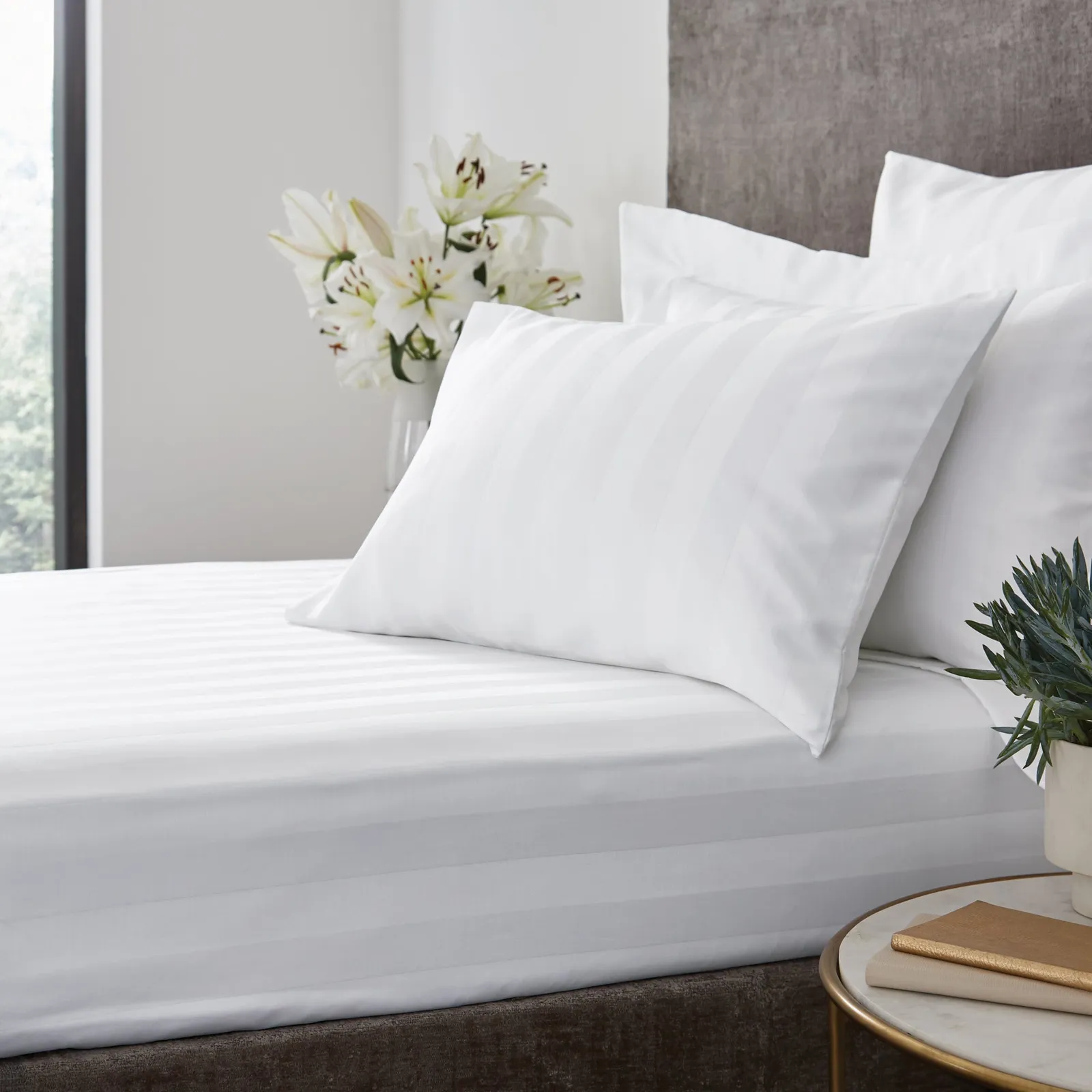 Hotel Stripe 230 Thread Count 100% Cotton Fitted Sheet