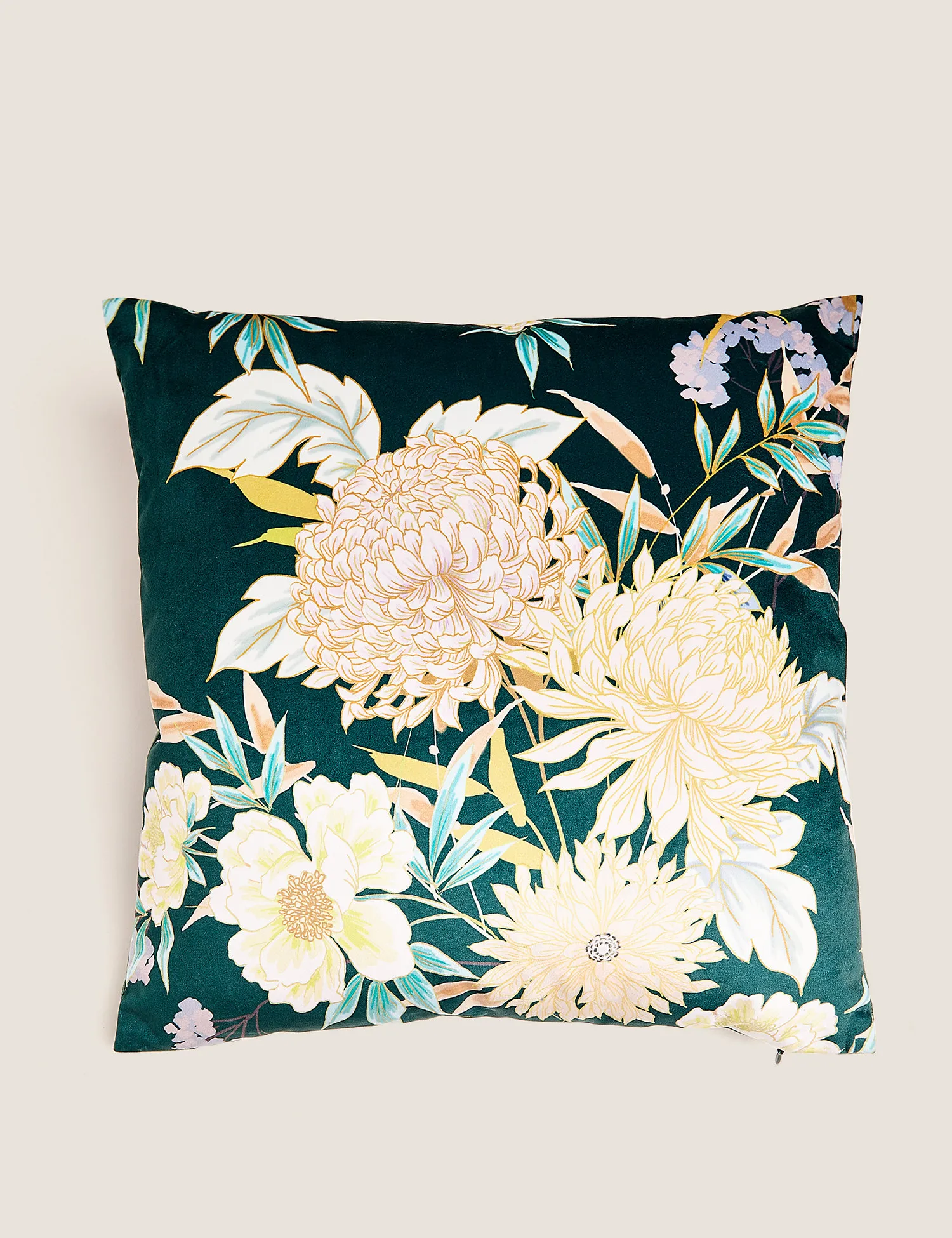 M&S Velvet Decorative Floral Cushion