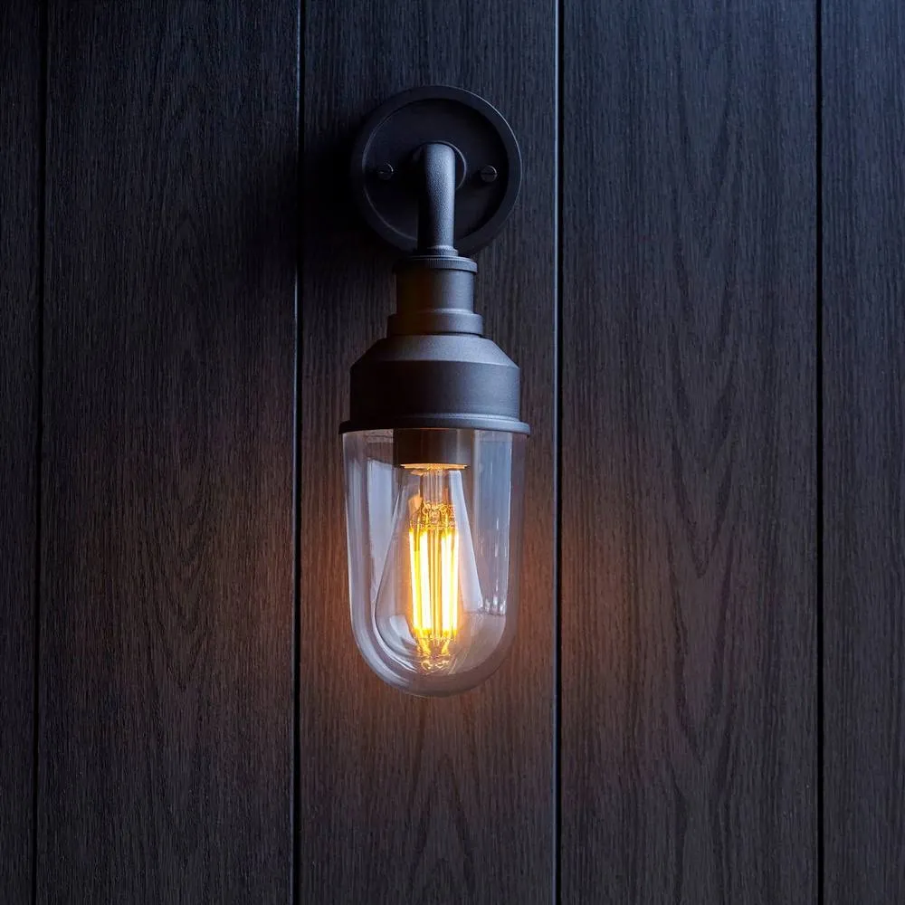 Netlighting Monza Outdoor Wall Lantern Matt Black Clear Glass 3