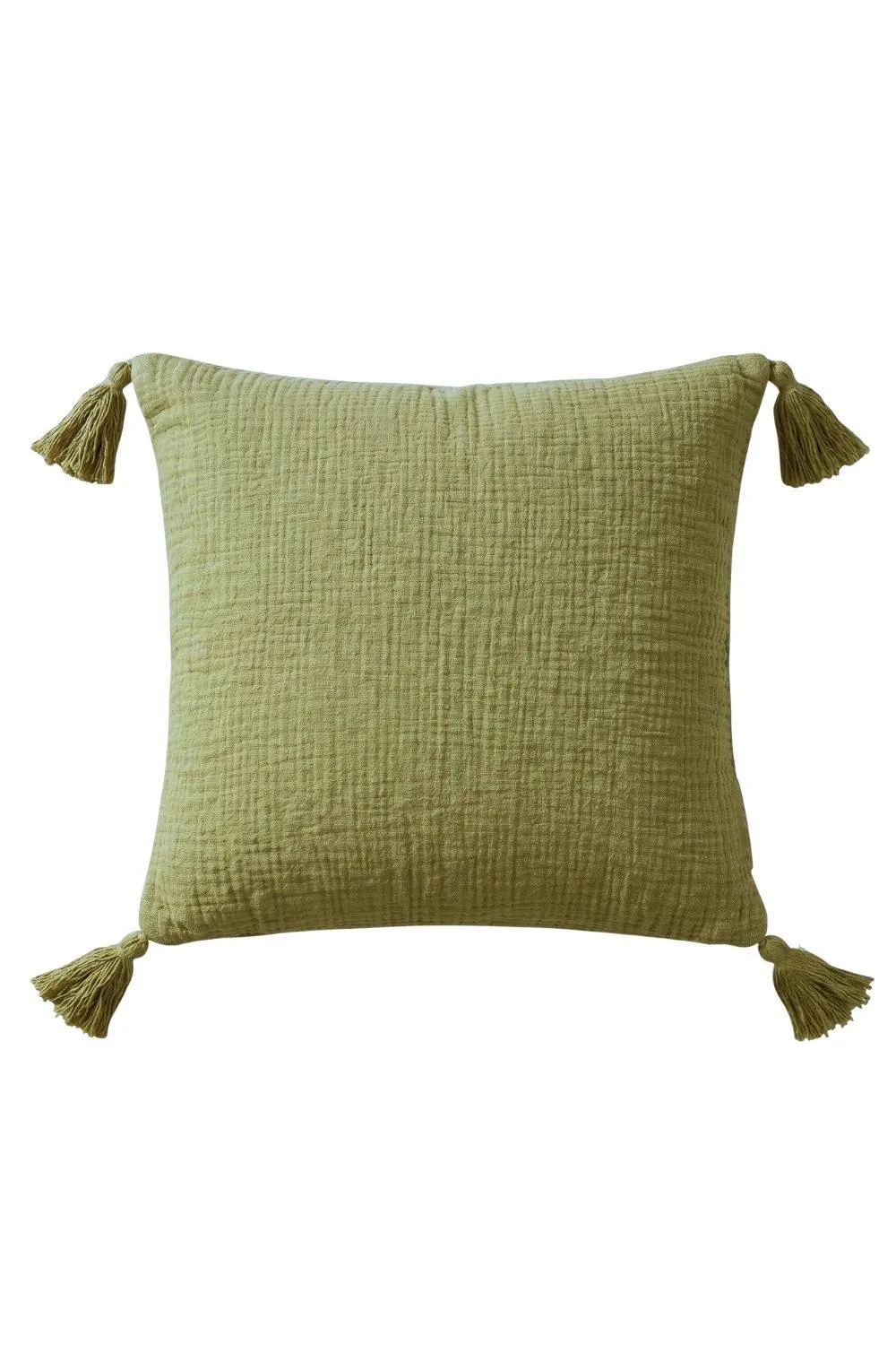 Homescapes Pure Handmade Cotton Muslin Cushion with Cover - 45 x 45 cm in Pale Green 1