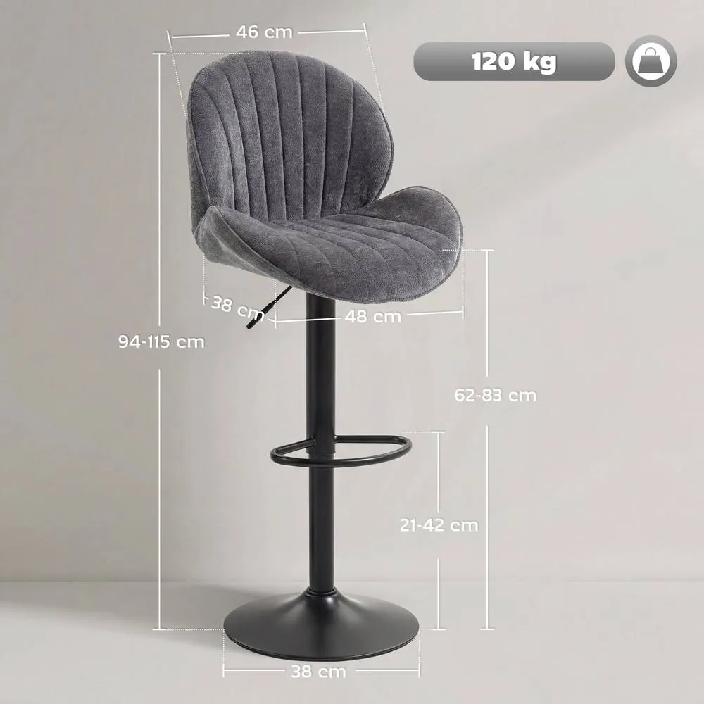 HOMCOM Modern Bar Stools Set of 2, Swivel Counter Height Barstools, Grey 3