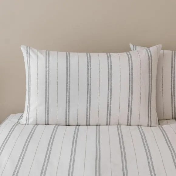 Pia Slub Stripe 100% Cotton Duvet Cover & Pillowcase Set 2