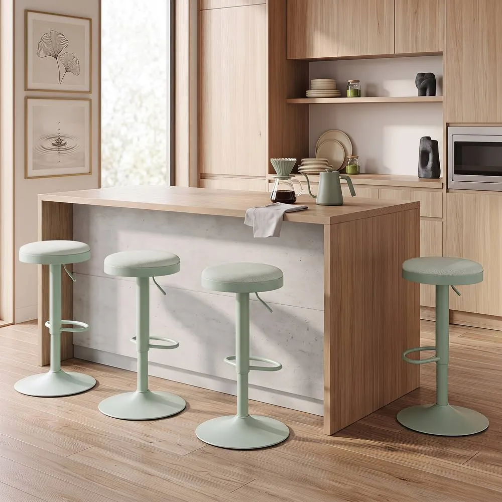 Costway Backless Counter Height Chairs Swivel Island Chairs Padded Seat in Green 3