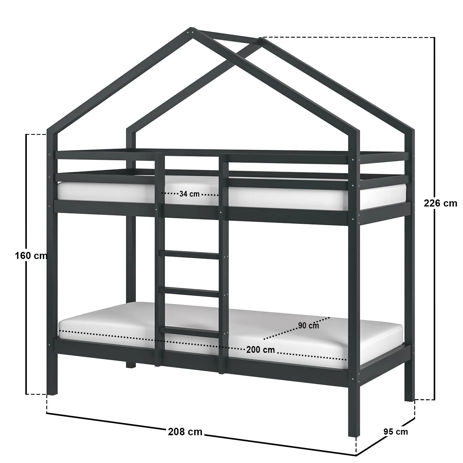 Flair Nest House Bunk Bed in Grey 3