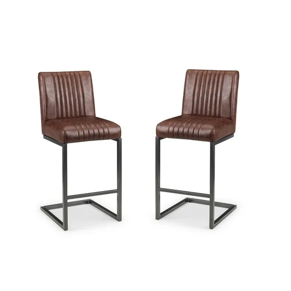Brooklyn Set of 2 Bar Stools, Faux Leather 2