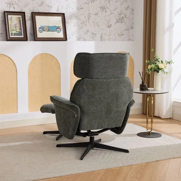 Gretna Chenille Swivel Chair with Footstool 4
