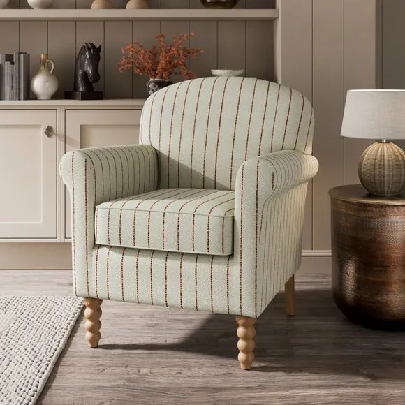 Enya Running Stitch Stripe Scroll Armchair