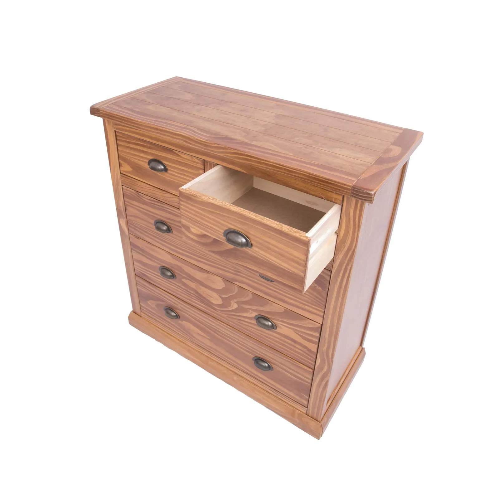 Cabinet Bits Tirolo 5 Drawer Chest of Drawers Brass Cup Handle in Brown 4