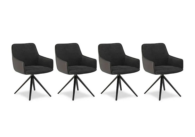 Jose Set of 4 Swivel Dining Arm Chairs - Anthracite