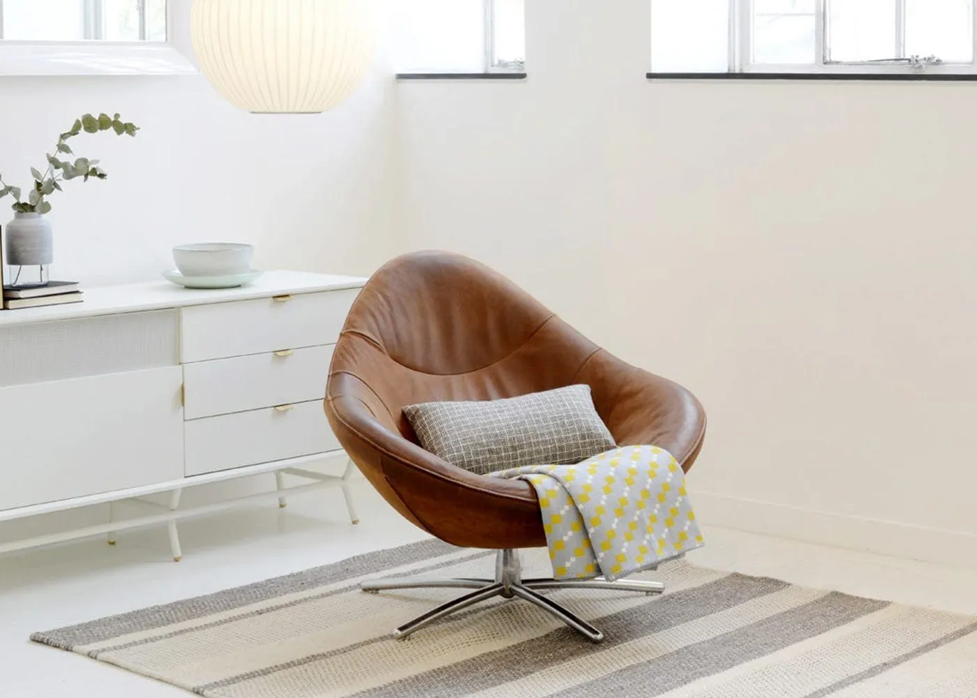Heal's Hidde Swivel Armchair in Brown Yak Leather 3