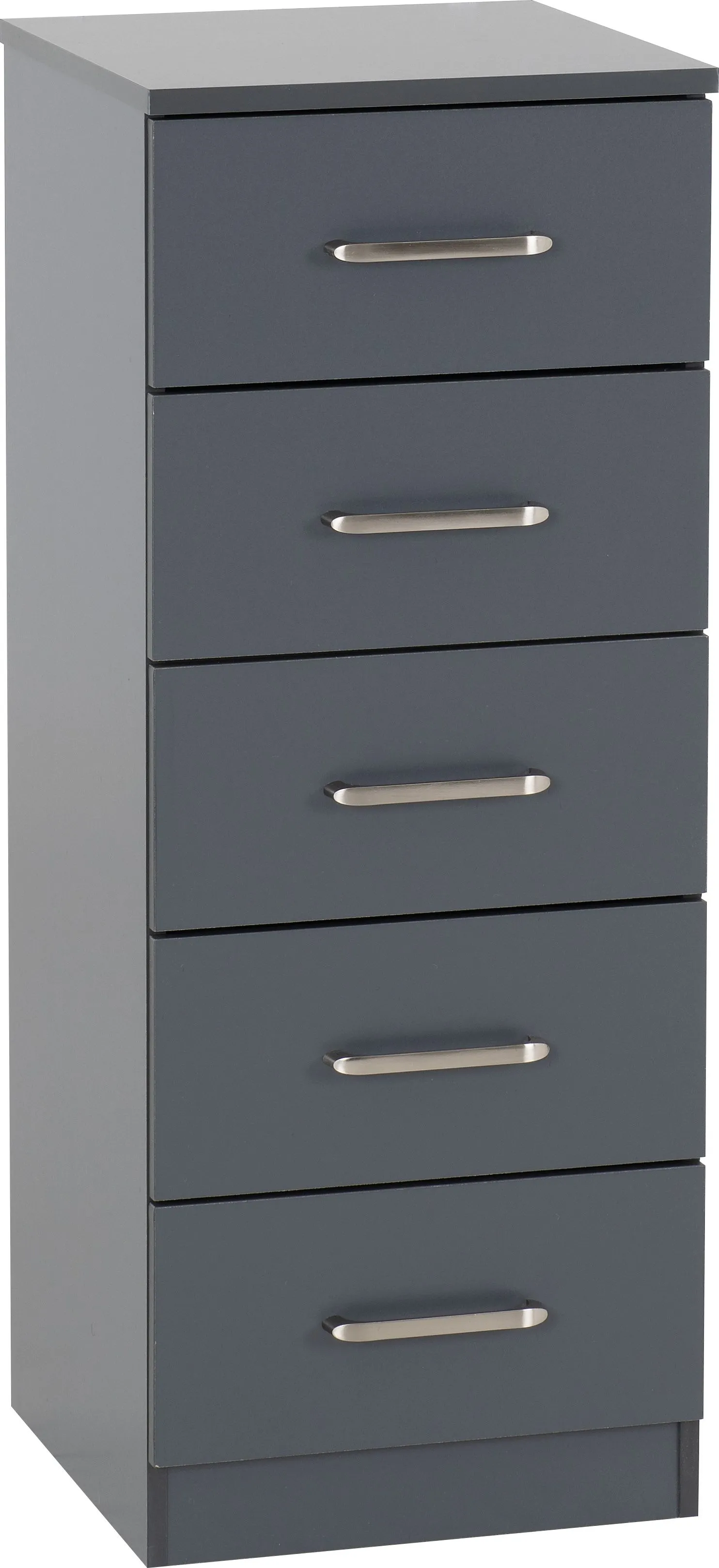 Seconique Dakotia 5 Drawer Narrow Chest in Dark Grey 2