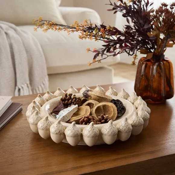 Acorn Edged Ceramic Decorative Bowl