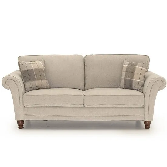 Colette Fabric 3 Seater Sofa In Pewter With Wooden Legs