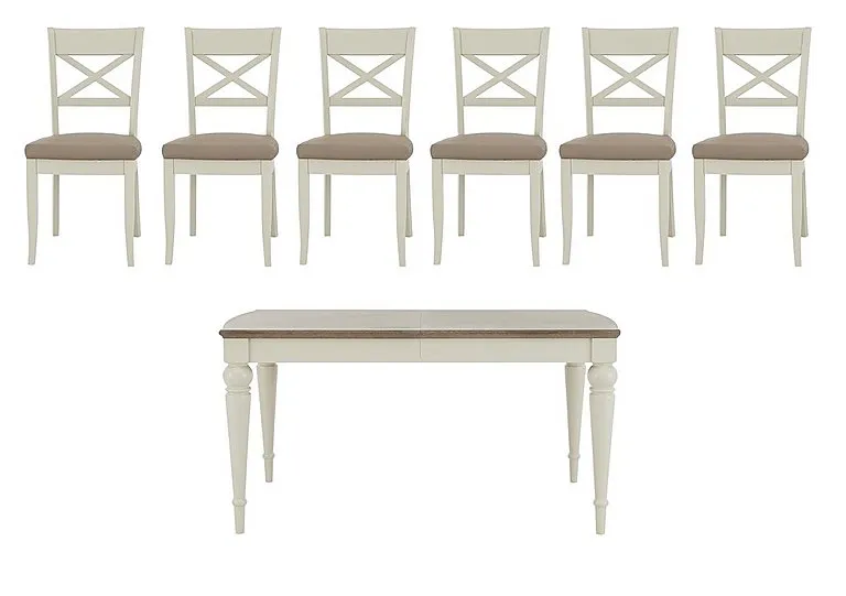 Annecy Large Extending Dining Table and 6 Cross Back Chairs