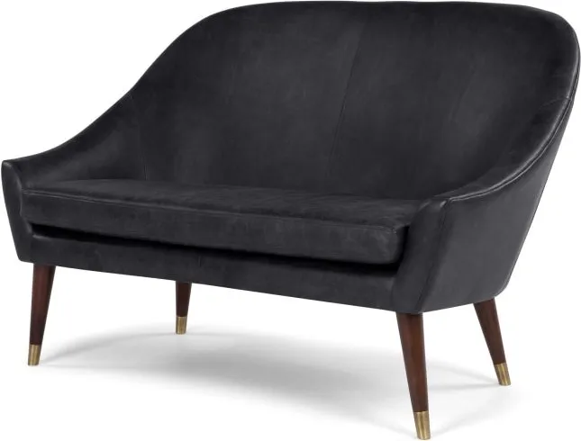 Seattle 2 Seater Sofa, Black Premium Leather
