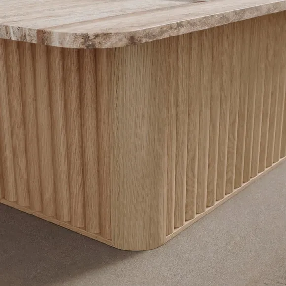 Lucin Travertine Effect Rectangular Coffee Table 4