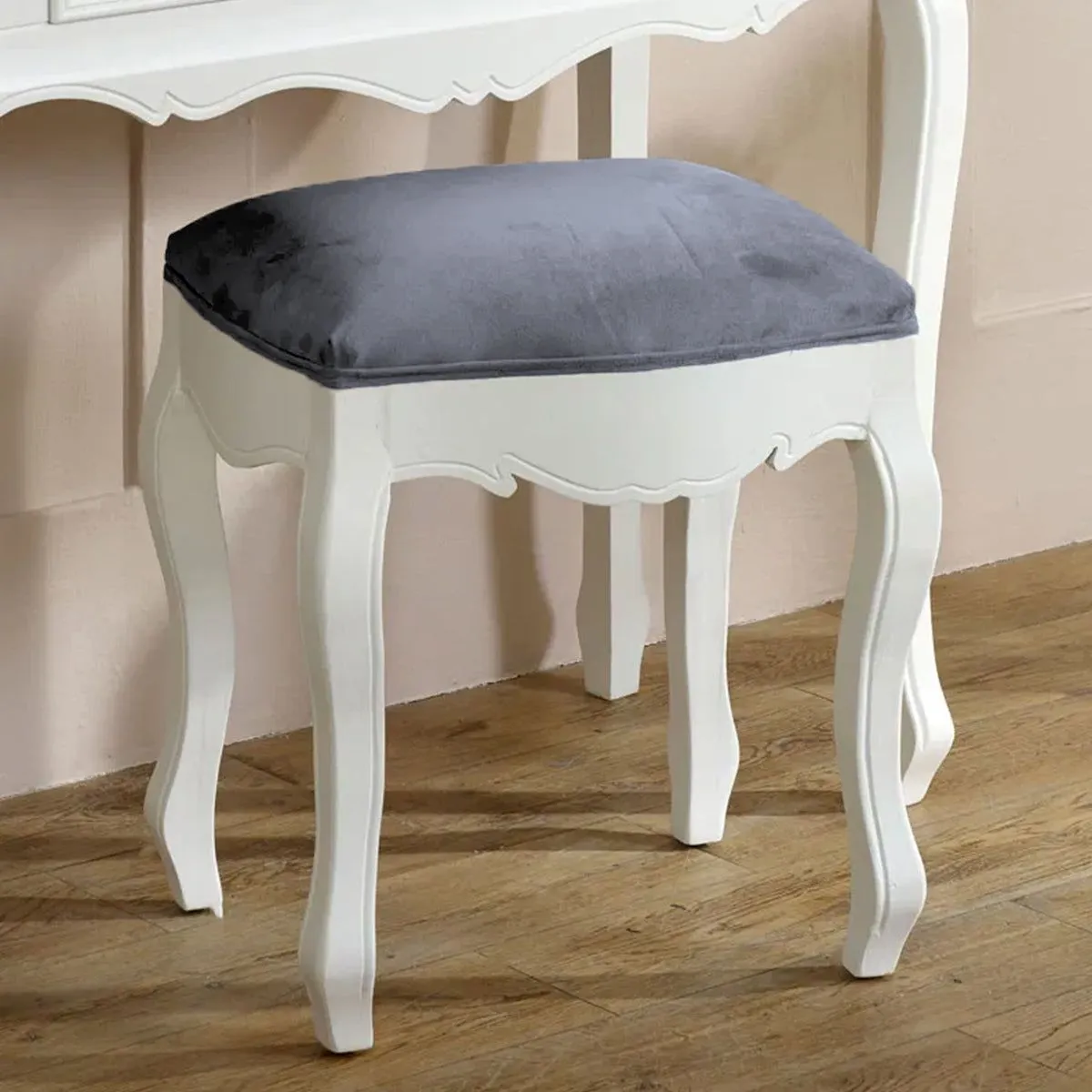 Melody Maison White Dressing Table Stool - Victoria Range