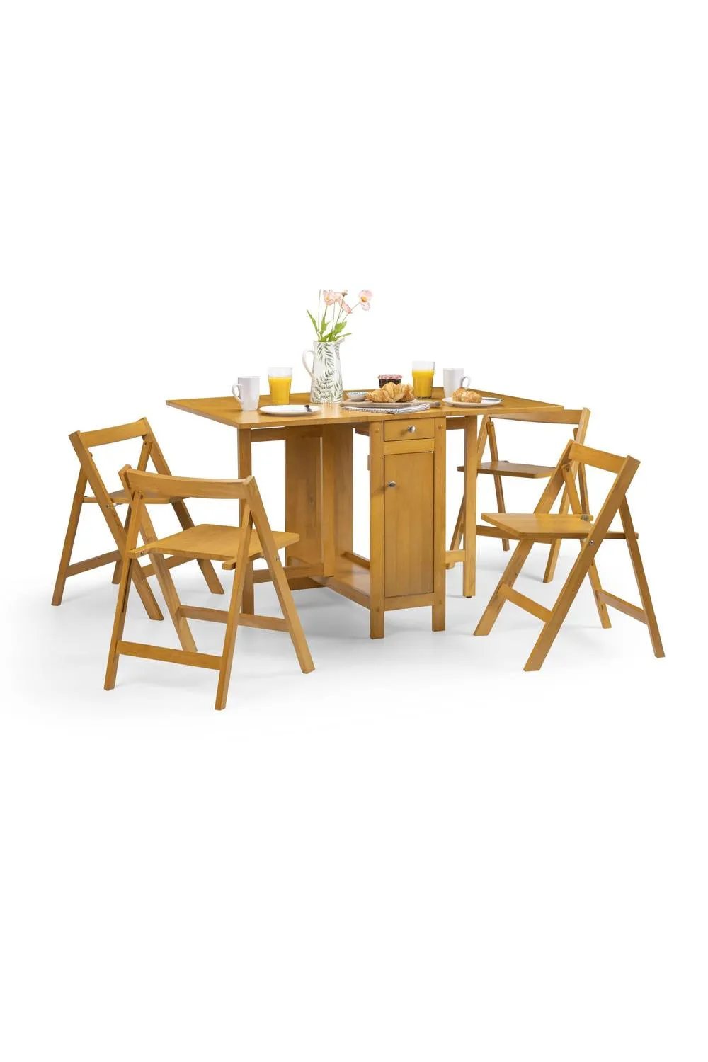 Julian Bowen Savoy 4 Seater Drop Leaf Gateleg Dining Set with Folding Chairs in Light Oak 2