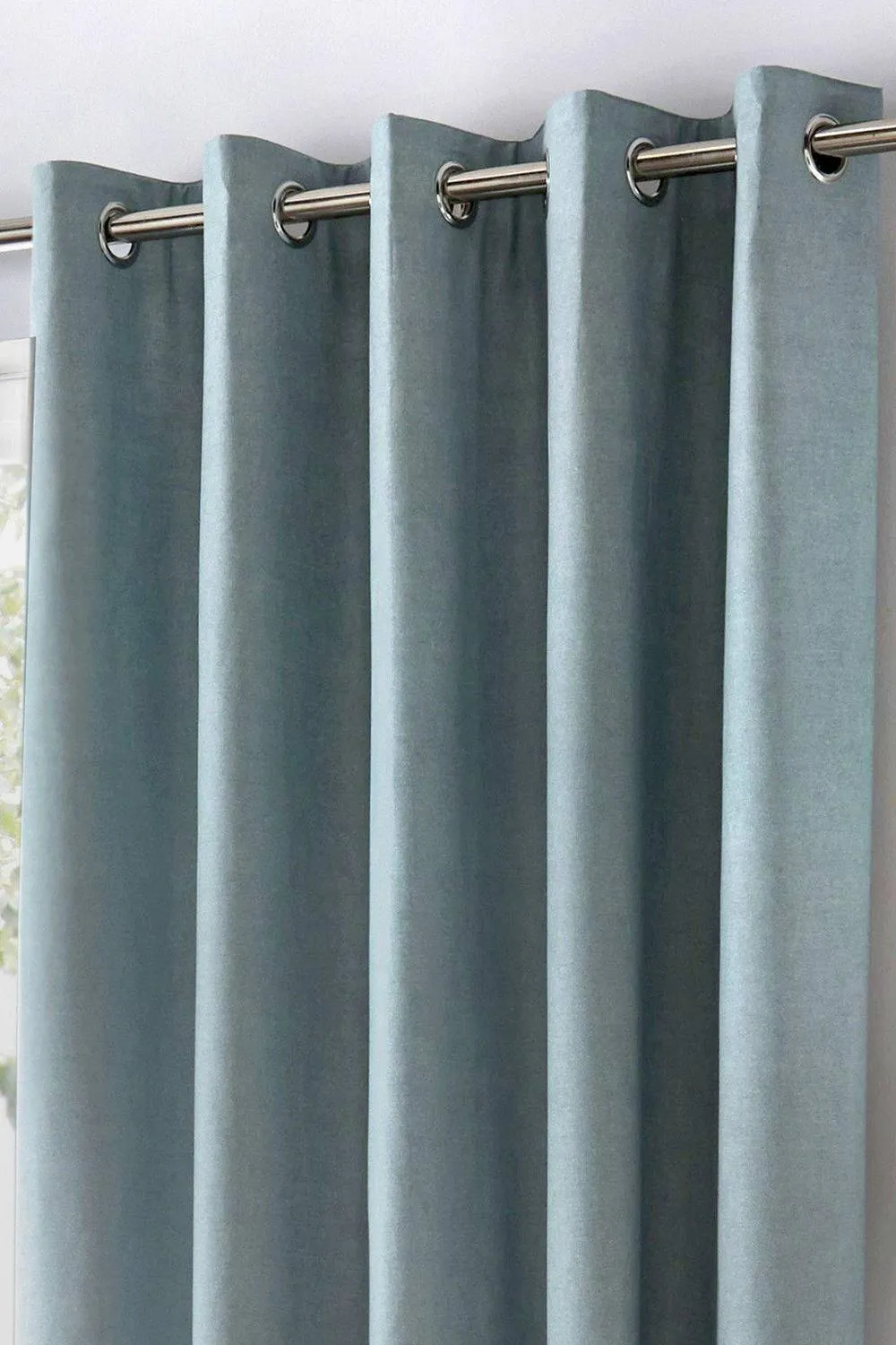 Fusion 'Sorbonne' 100% Cotton Light Filtering Plain Dyed Eyelet Curtains in Duck Egg Blue 2