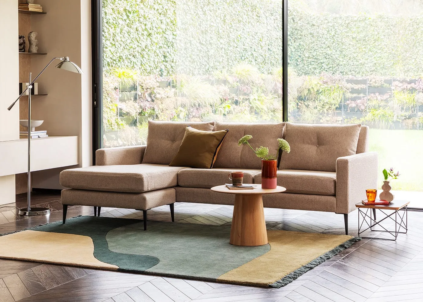 Heal's Brunel Corner Chaise Sofa Tassuta Oatmeal Black Feet 2