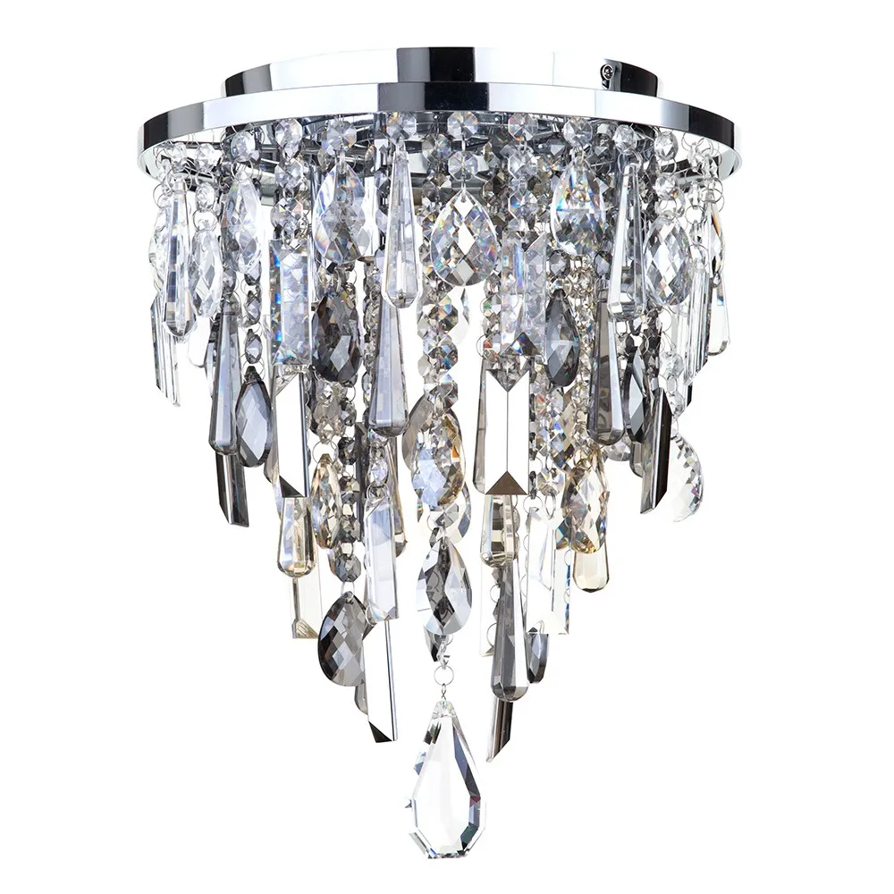 Jennifer Flush Ceiling Light with Mixed Cut Glass, Chrome