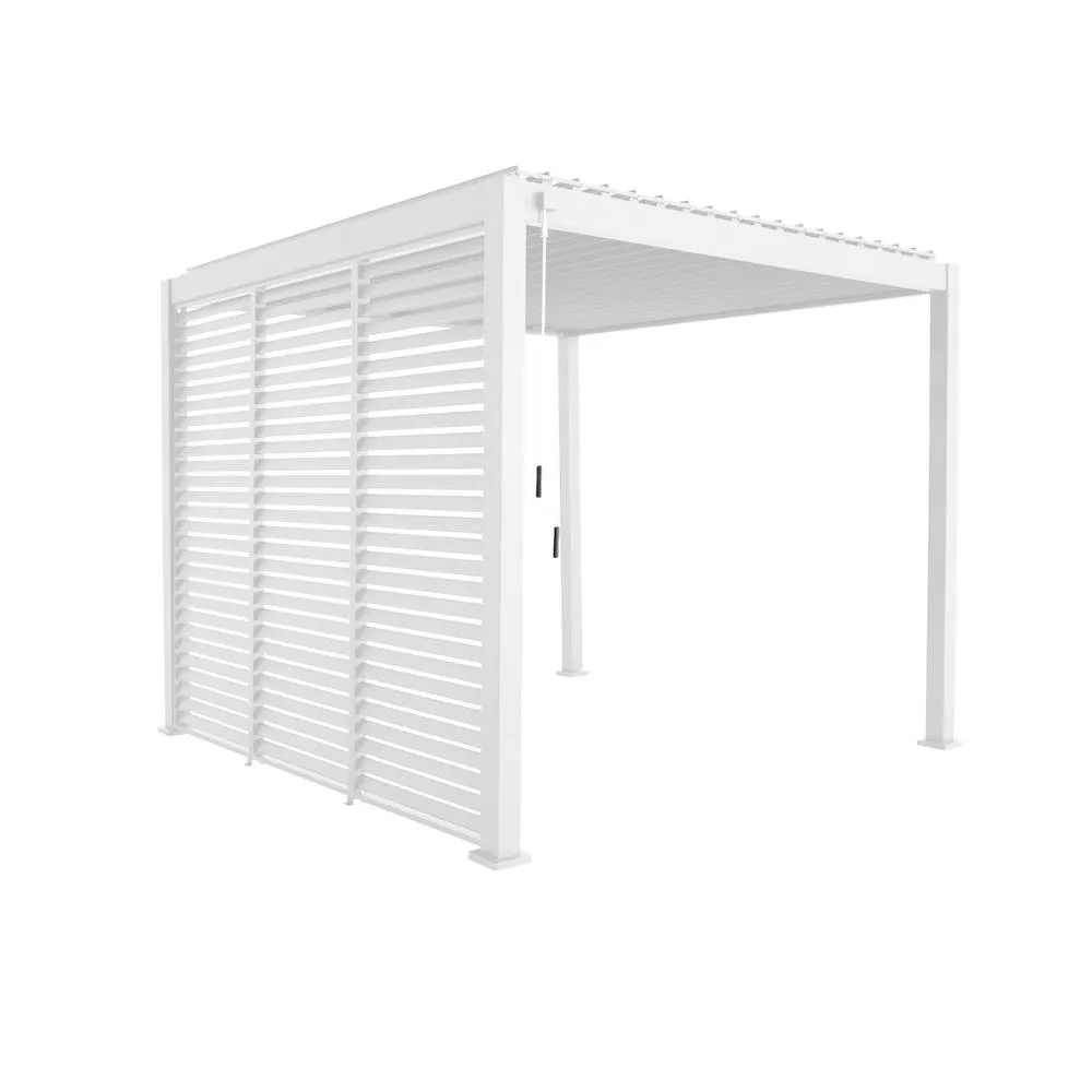 sweeek Louvered pergola aluminium 3 x 3m V2 & 3 100cm louver panels in White 2