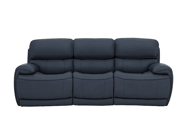 Rocco 3 Seater Leather Power Rocker Sofa with Headrests - BV Ocean Blue