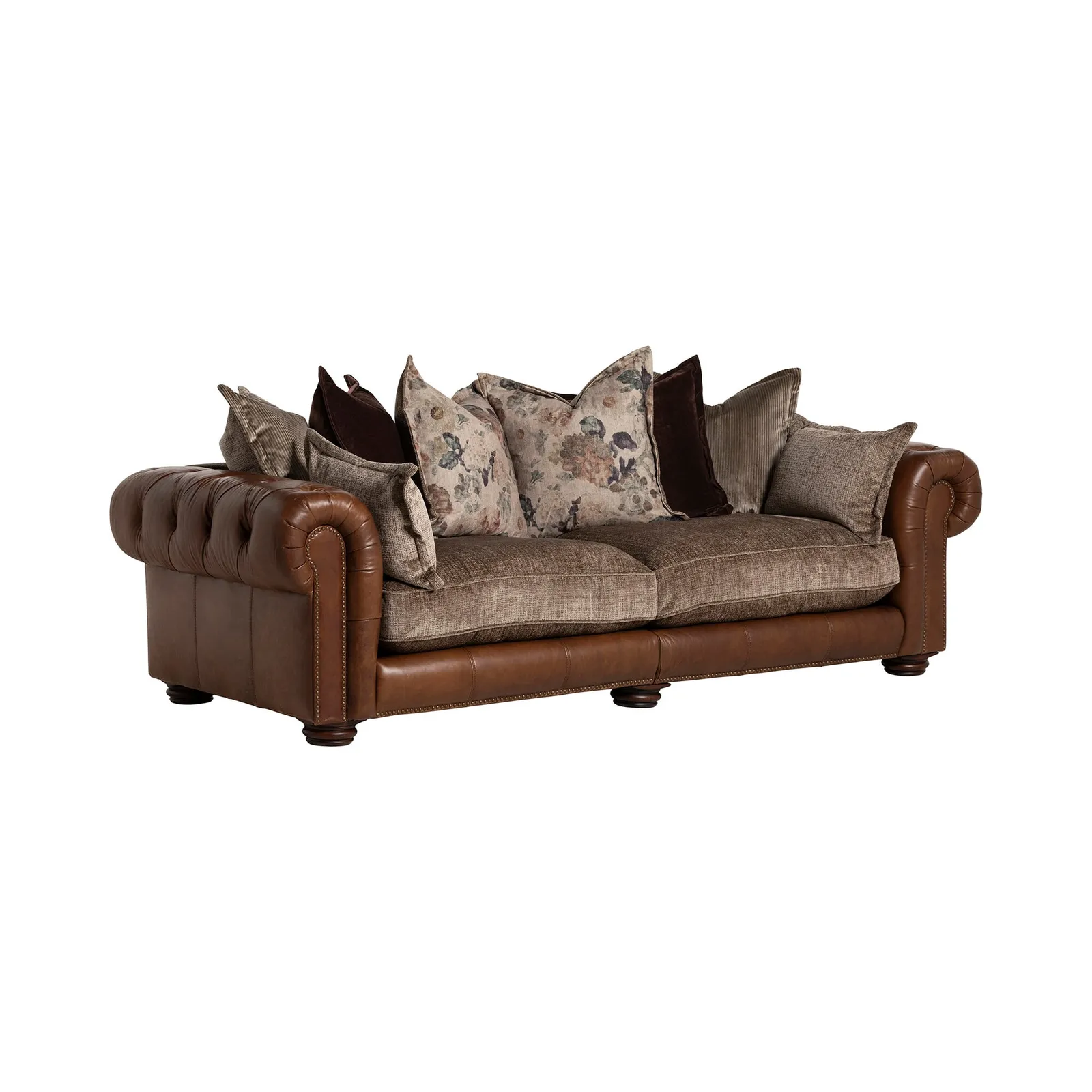 Taunton 3.5 Seater Sofa Split, Brown Fabric & Leather | Barker & Stonehouse 2