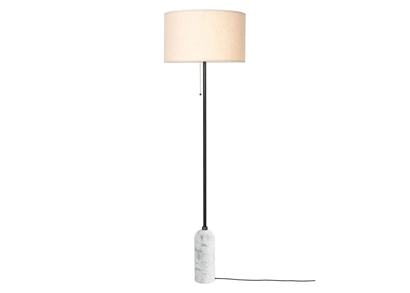 Gubi Gravity Floor Lamp White Marble Base Canvas Shade