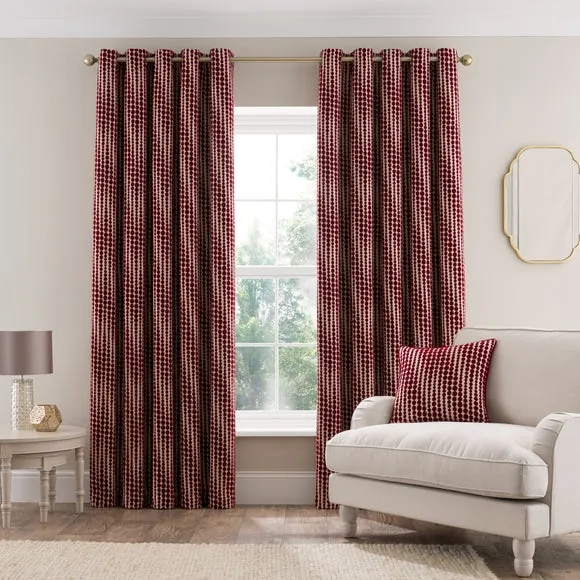 Gradient Spot Chenille Eyelet Curtains 2
