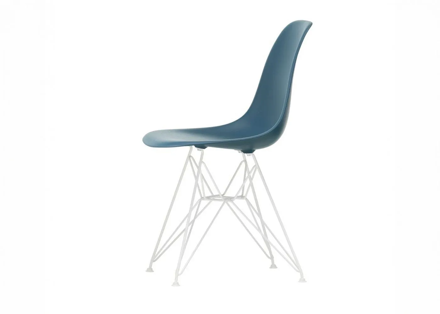 Vitra Eames DSR Chair Sea Blue White Powder Coated Base 04 Glides