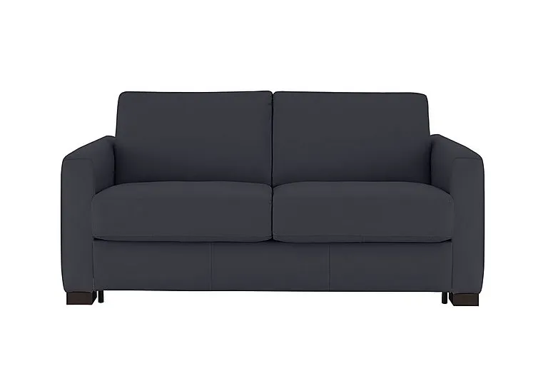Alcova 2 Seater Leather Sofa Bed with Box Arms - Torello Blu