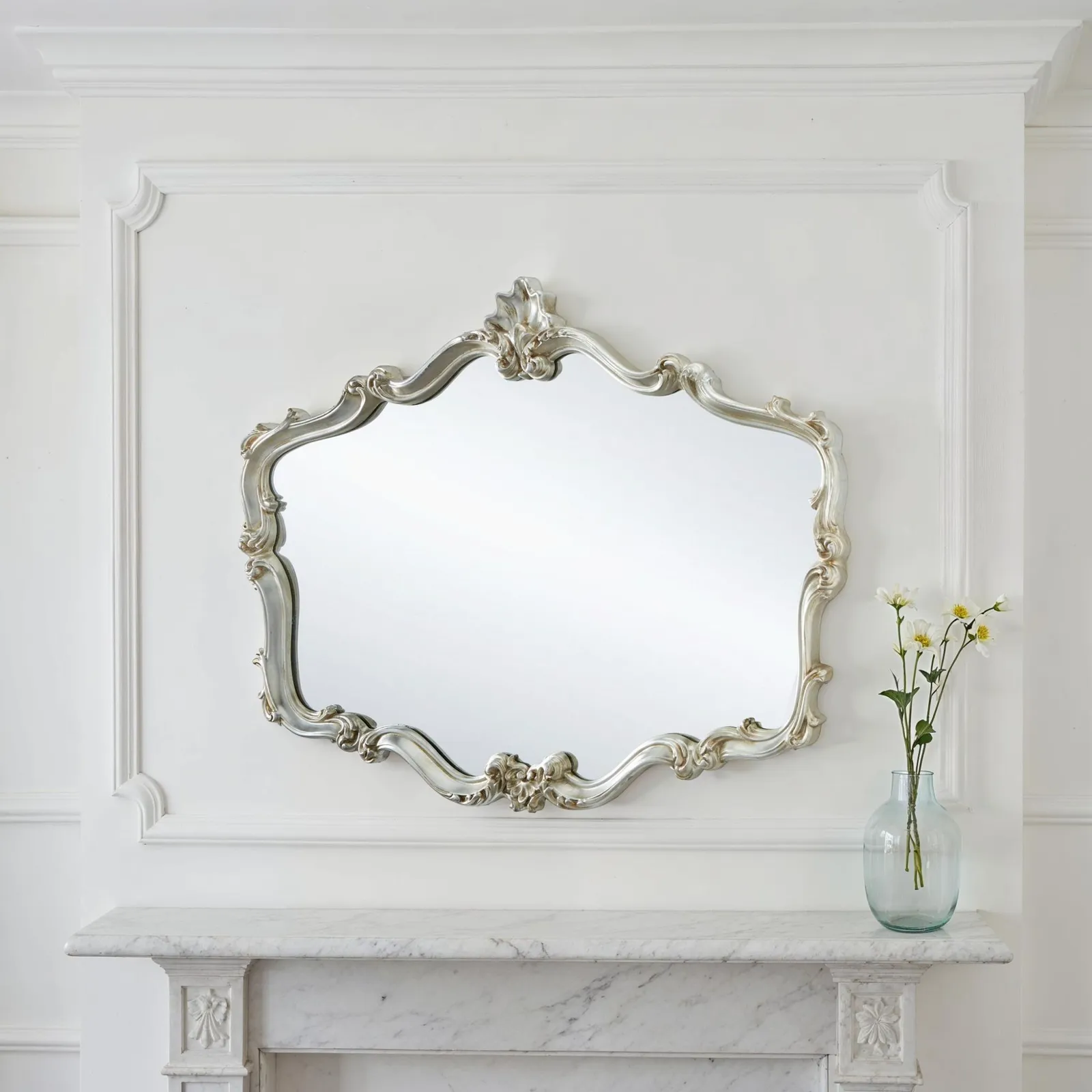 Yearn Mirrors Regency Decorative Landscape Mirror Silver in Metallic Silver 3