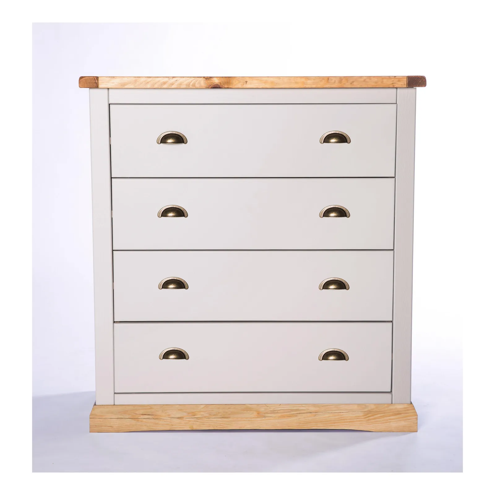 Cabinet Bits Bomporto 4 Drawer Chest of Drawers Brass Cup Handle in Light Grey 2