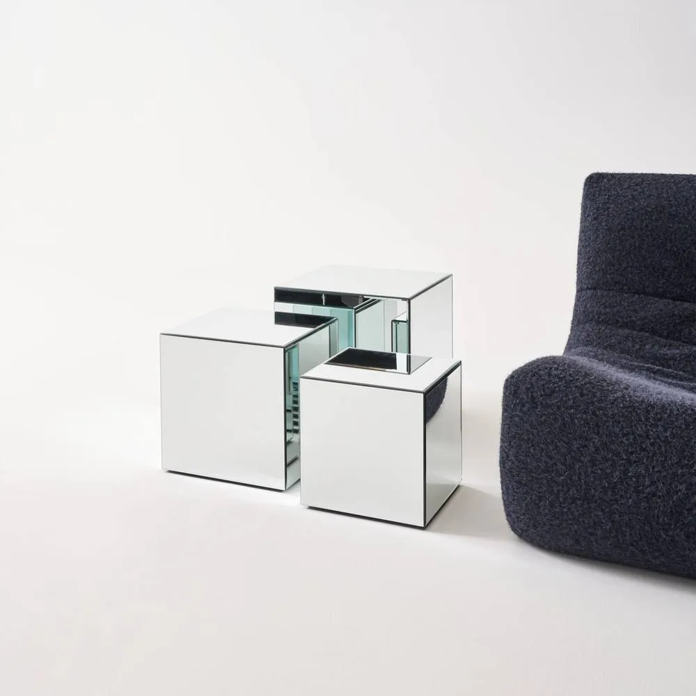 sweeek Cubic mirror coffee table, side table, bedside table, 30 cm cubic in Clear 6