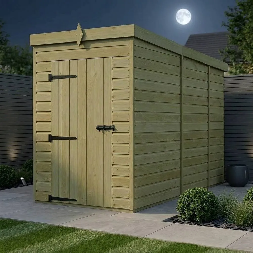 Buttercup Farm 4ft x 9ft Pent Garden Shed Single Door No Windows - Timber in Brown 3