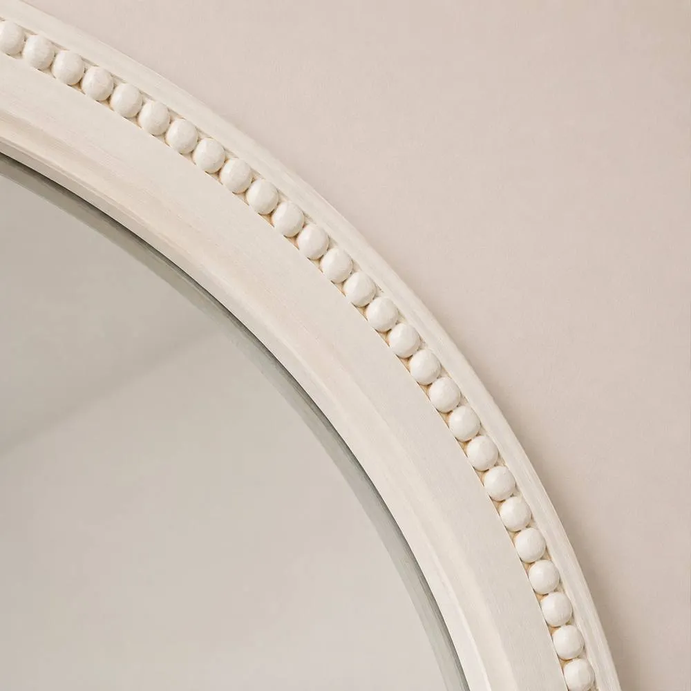Melody Maison Round Distressed White Washed Wooden Wall Mirror - 80cm X 80cm 2