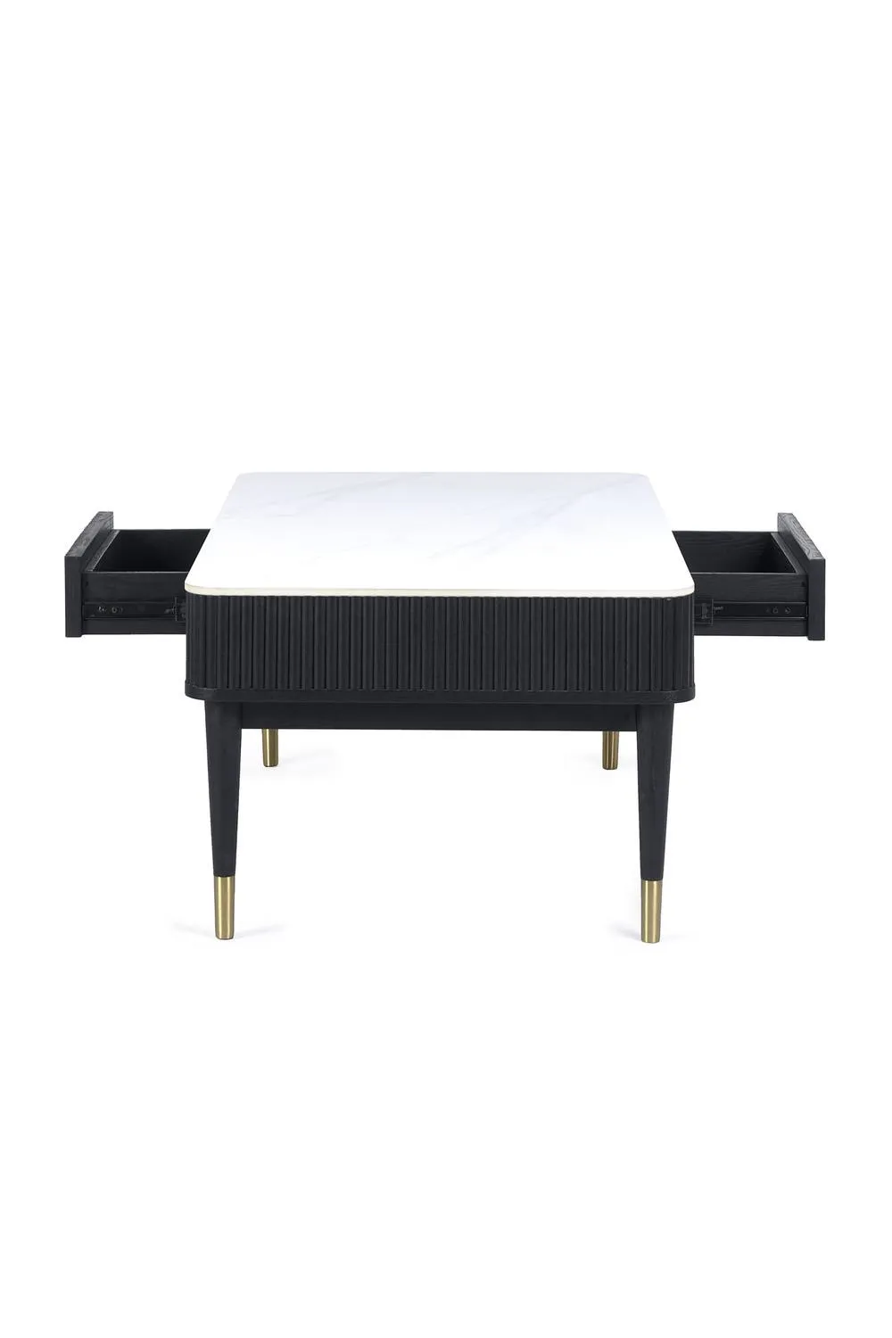 Julian Bowen Louis Fluted 2 Drawer Coffee Table in Black 4