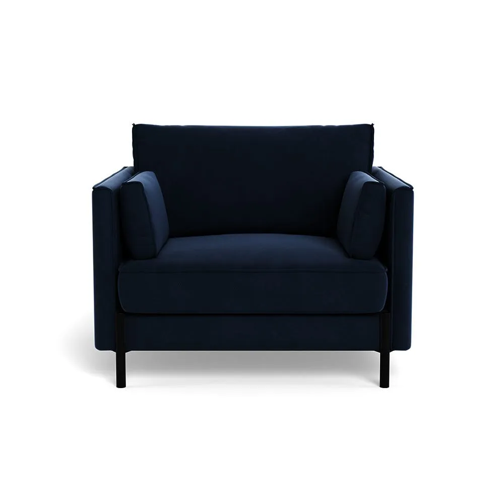 Heal's Tortona Armchair Smart Velvet Dusk Black Feet