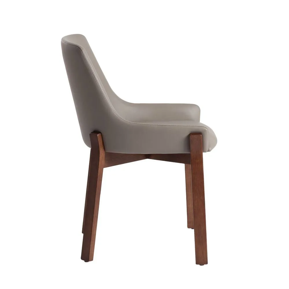 Angel Cerda Dark Mink Leatherette Dining Chair with Walnut Legs in Beige 6