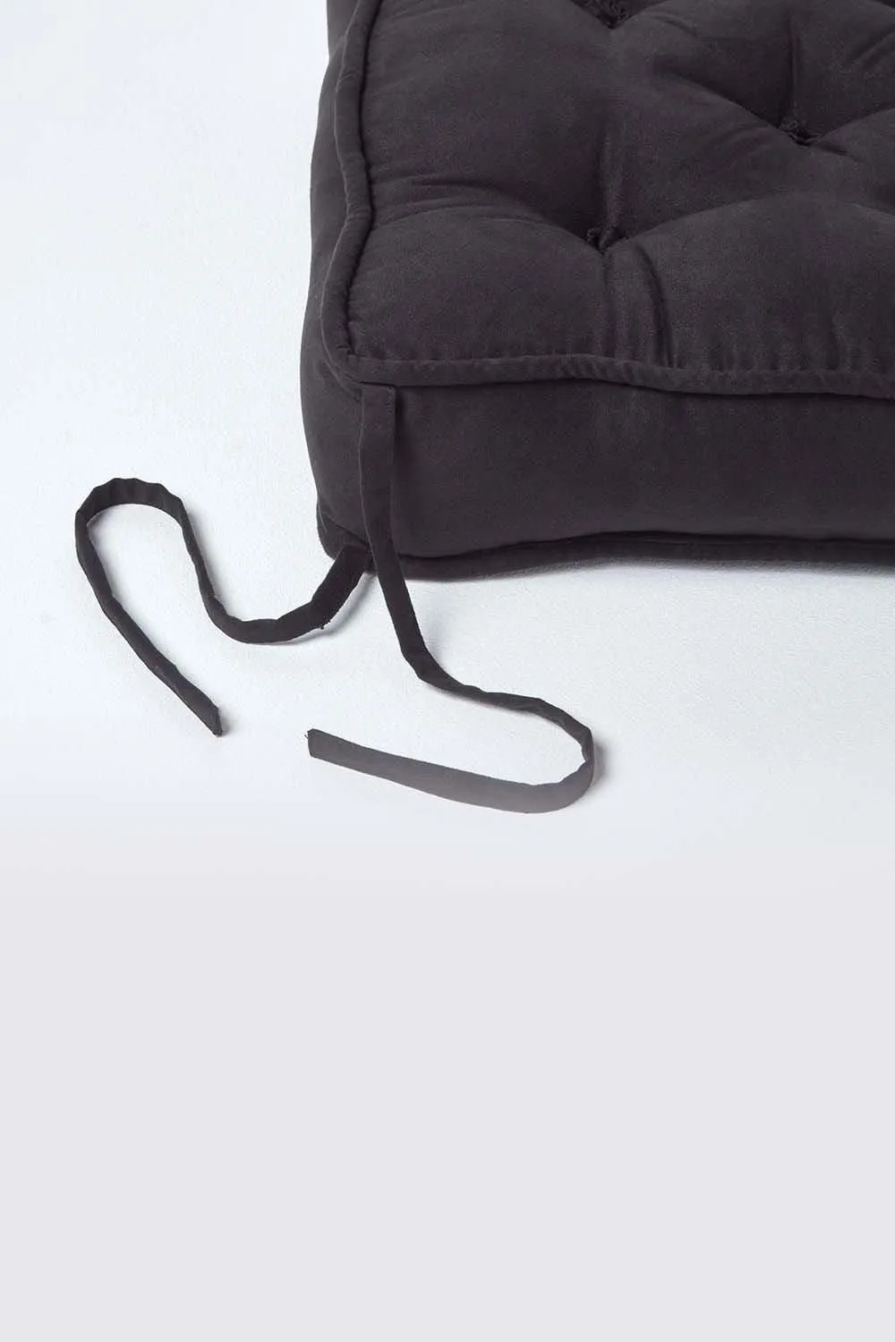 Homescapes Faux Suede Dining Chair Booster Cushion in Black 4