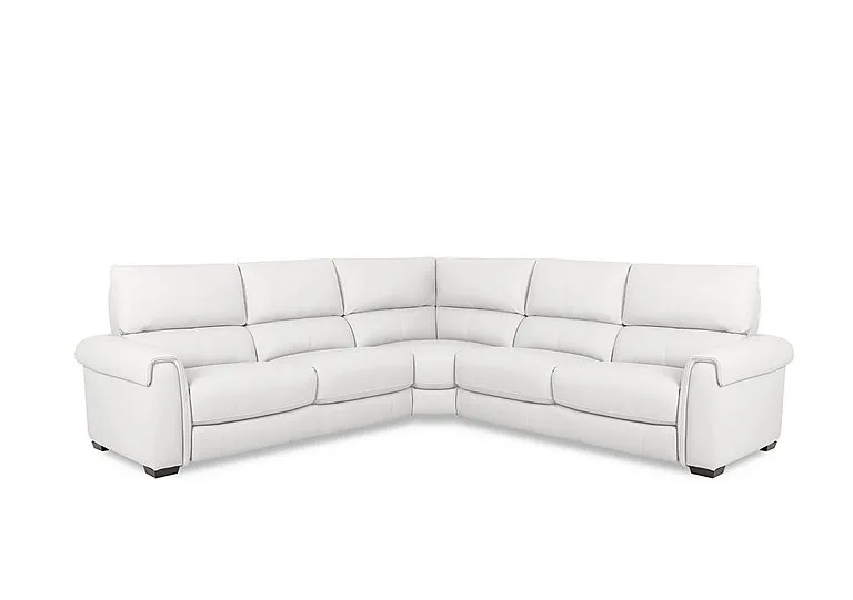 Nixon Leather Large Corner Sofa - BV Star White