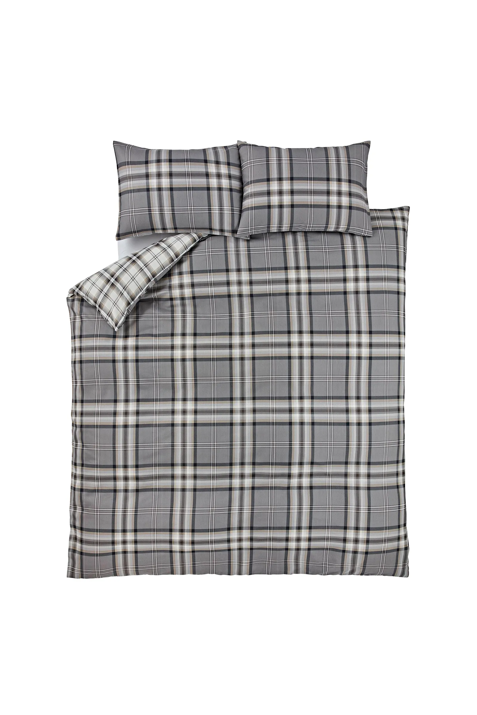 Catherine Lansfield 'Kelso Check' Reversible Duvet Cover Set in Grey 5