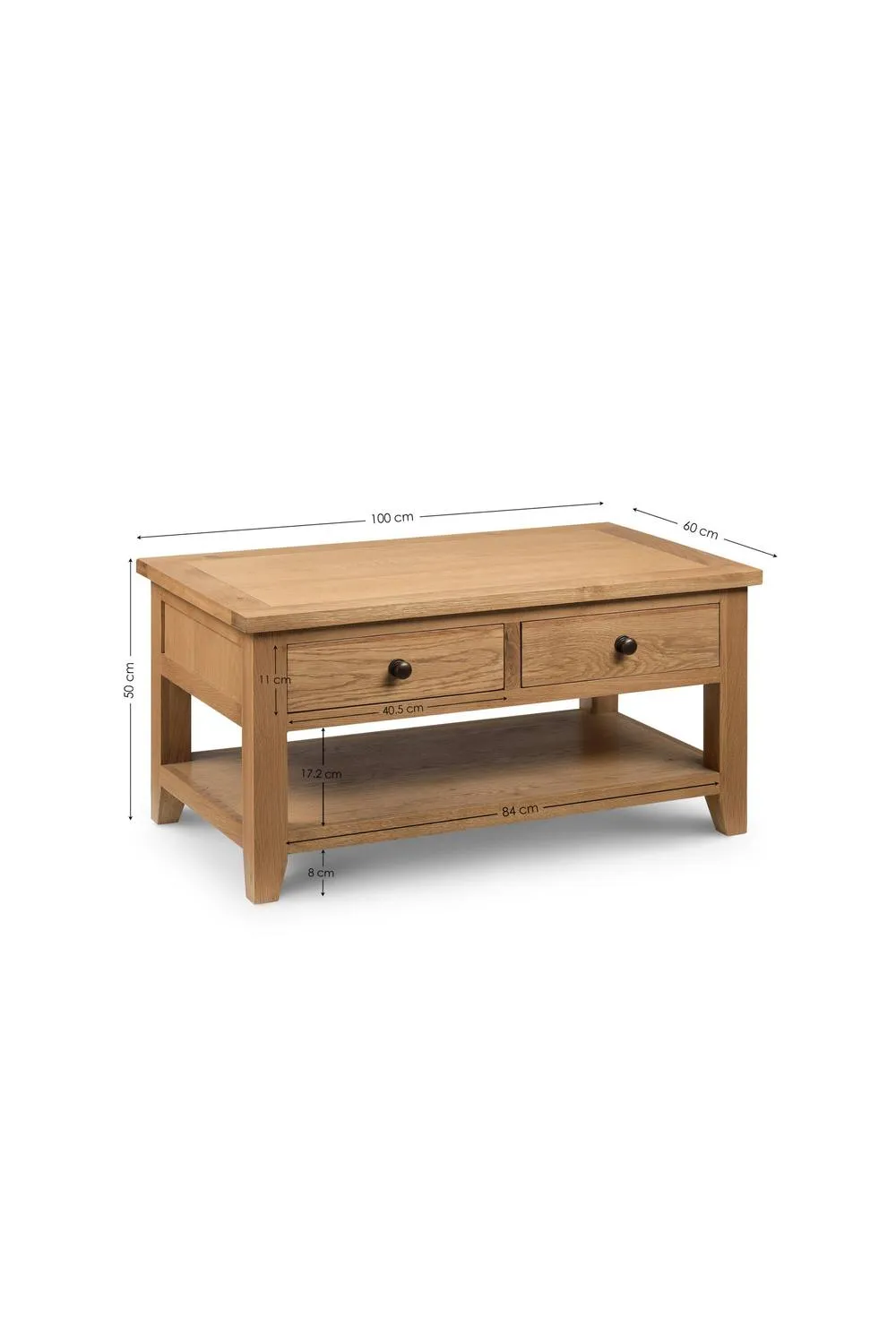 Julian Bowen Astoria Rectangular Coffee Table with 2 Drawers & Shelf in Light Oak 3