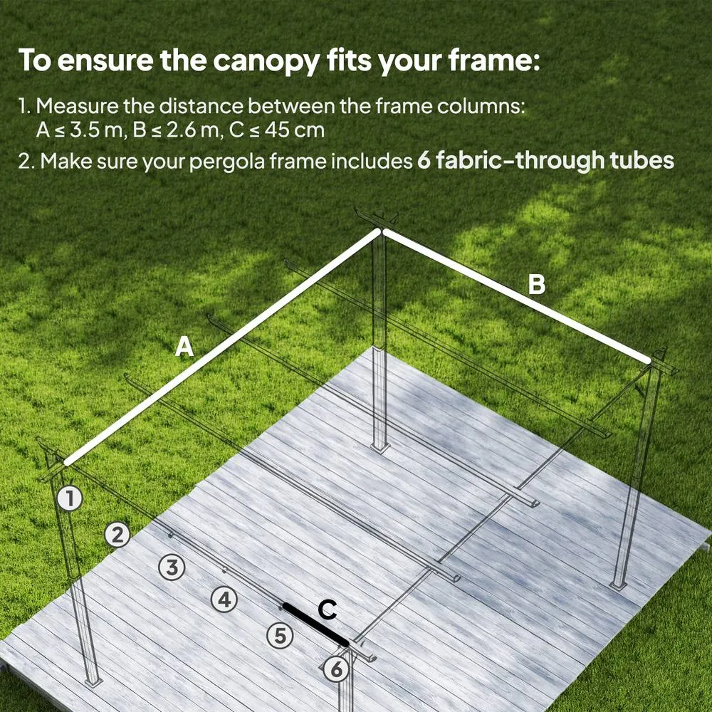 OUTSUNNY 3.5x2.6 m Pergola Cover Replacement for 4x3 m Frame, Brown 4